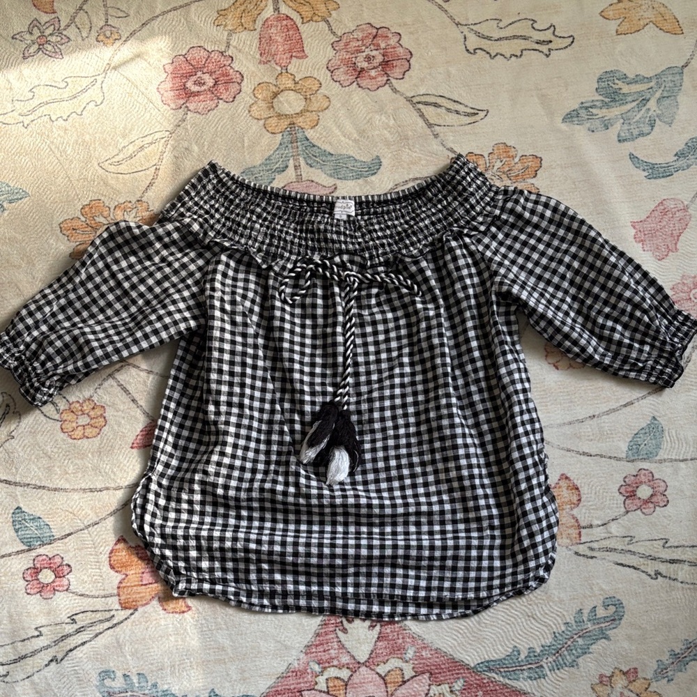 Mud Pie Black and White Gingham Blouse